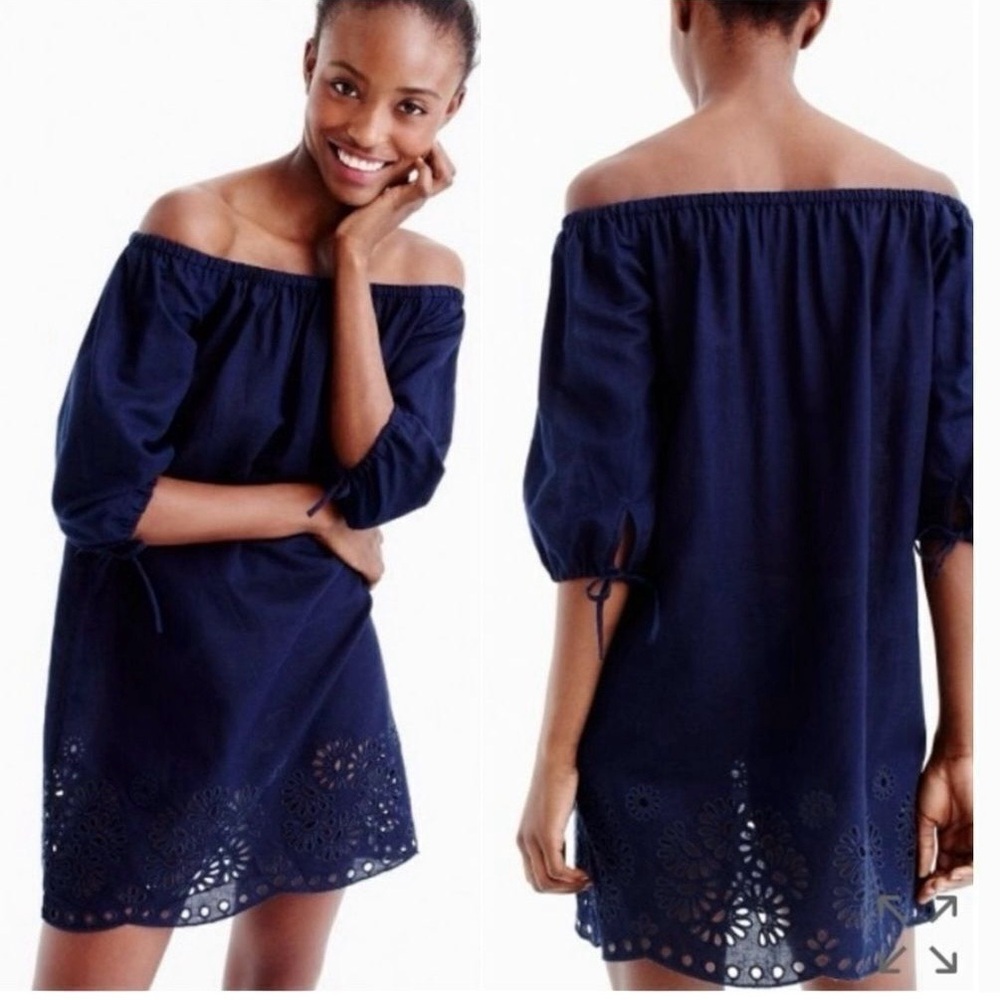 J. Crew Off-The-Shoulder Eyelet Beach Dress Sz M